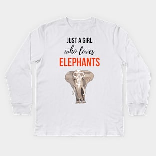 Just A Girl Who Loves Elephants Kids Long Sleeve T-Shirt